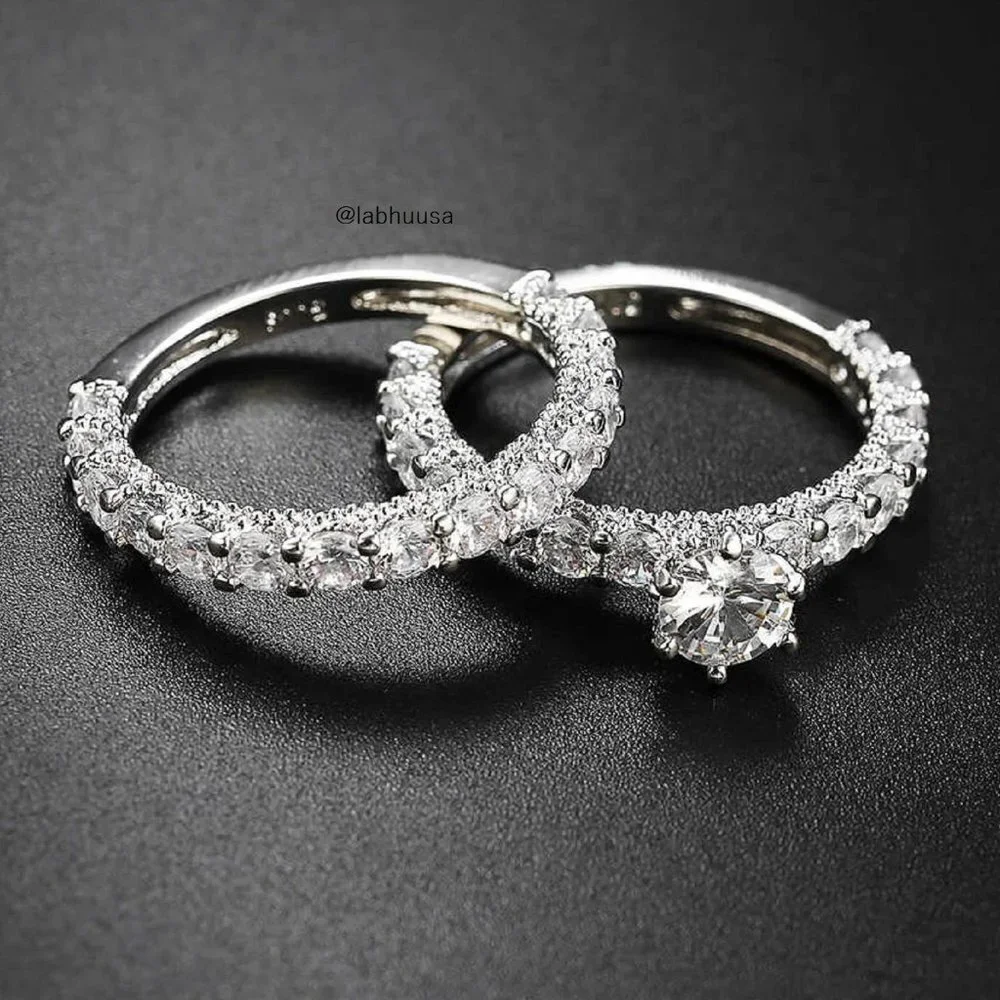 😍Luxury 2pcs/Set Wedding Engagement Ring Set for Women, F135 - Picture 4 of 10